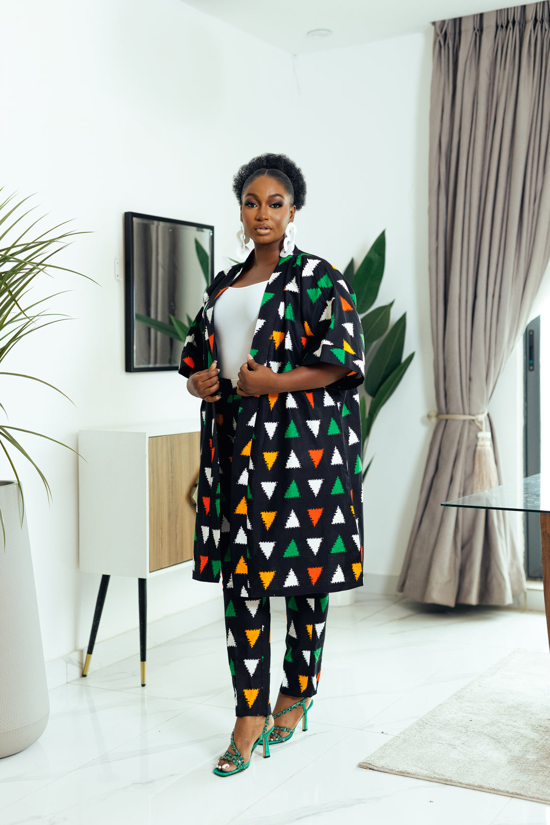 Jabari African Print Kimono and Pants Set