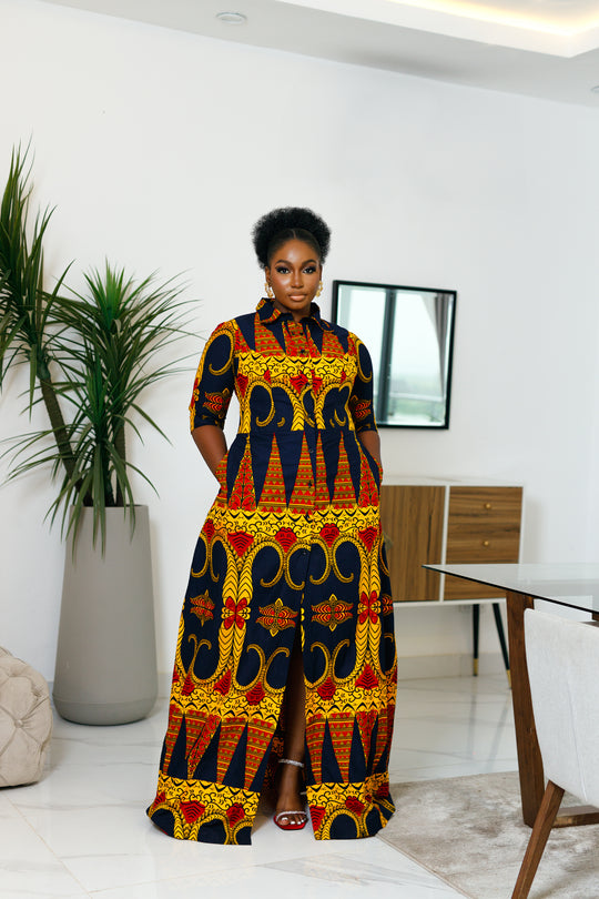 Tega African Print maxi Dress