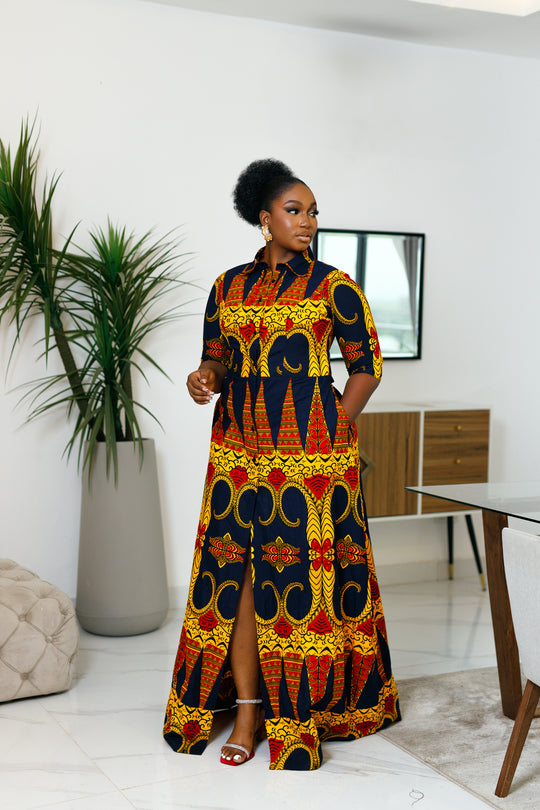 Tega African Print maxi Dress