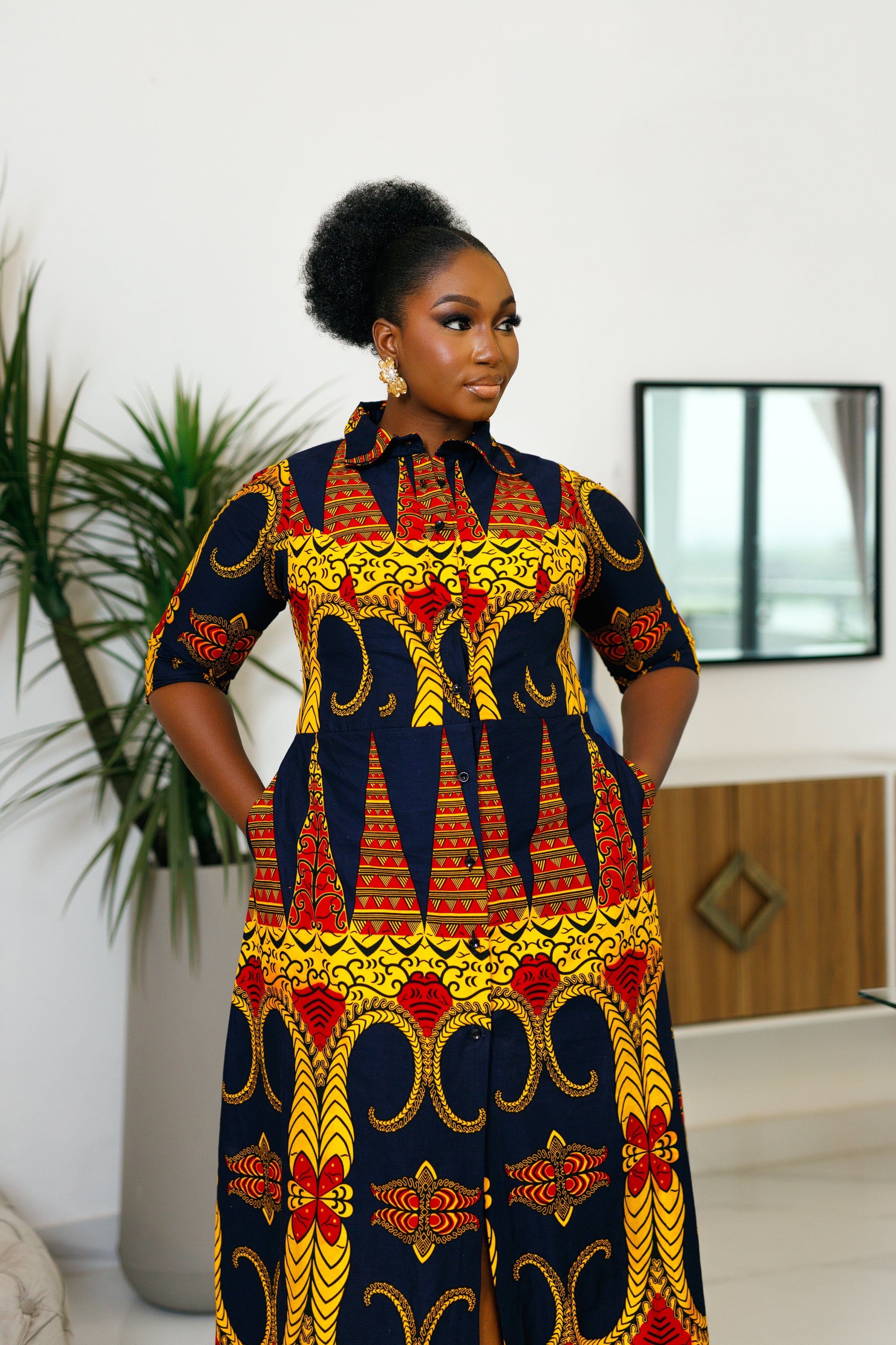 Tega African Print maxi Dress