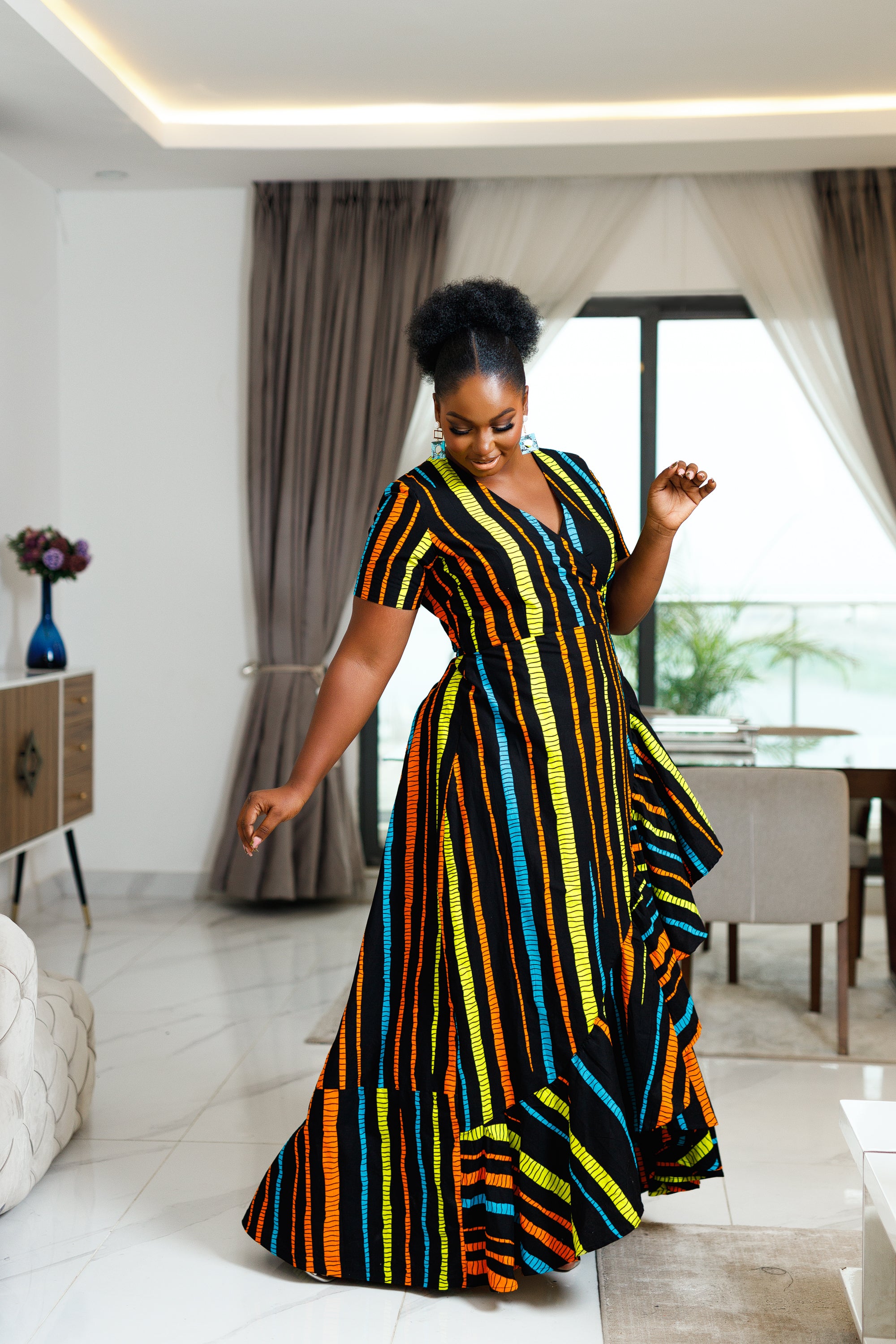 African print wrap dress styles best sale