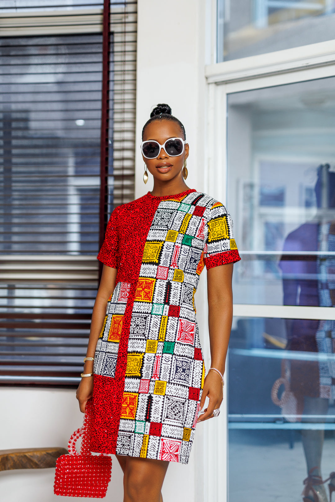 Mofi African Print Midi Dress
