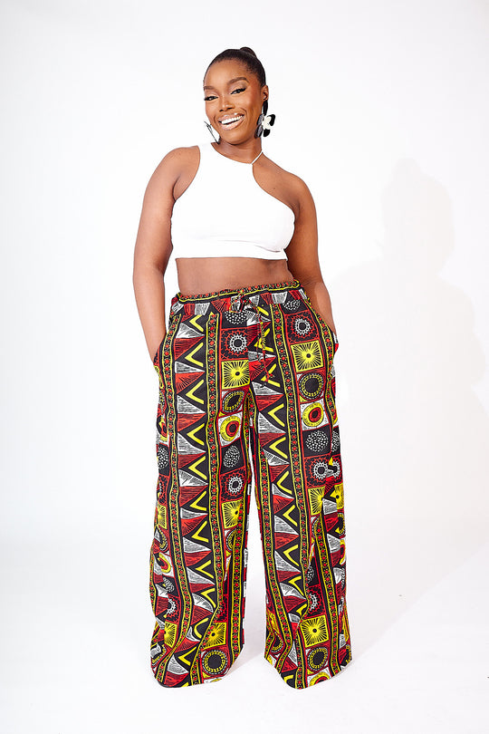 AFRICAN PRINT TOPE WIDE LEG PANTS