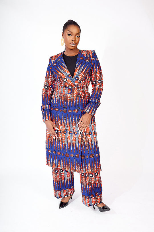 african print trench jacket