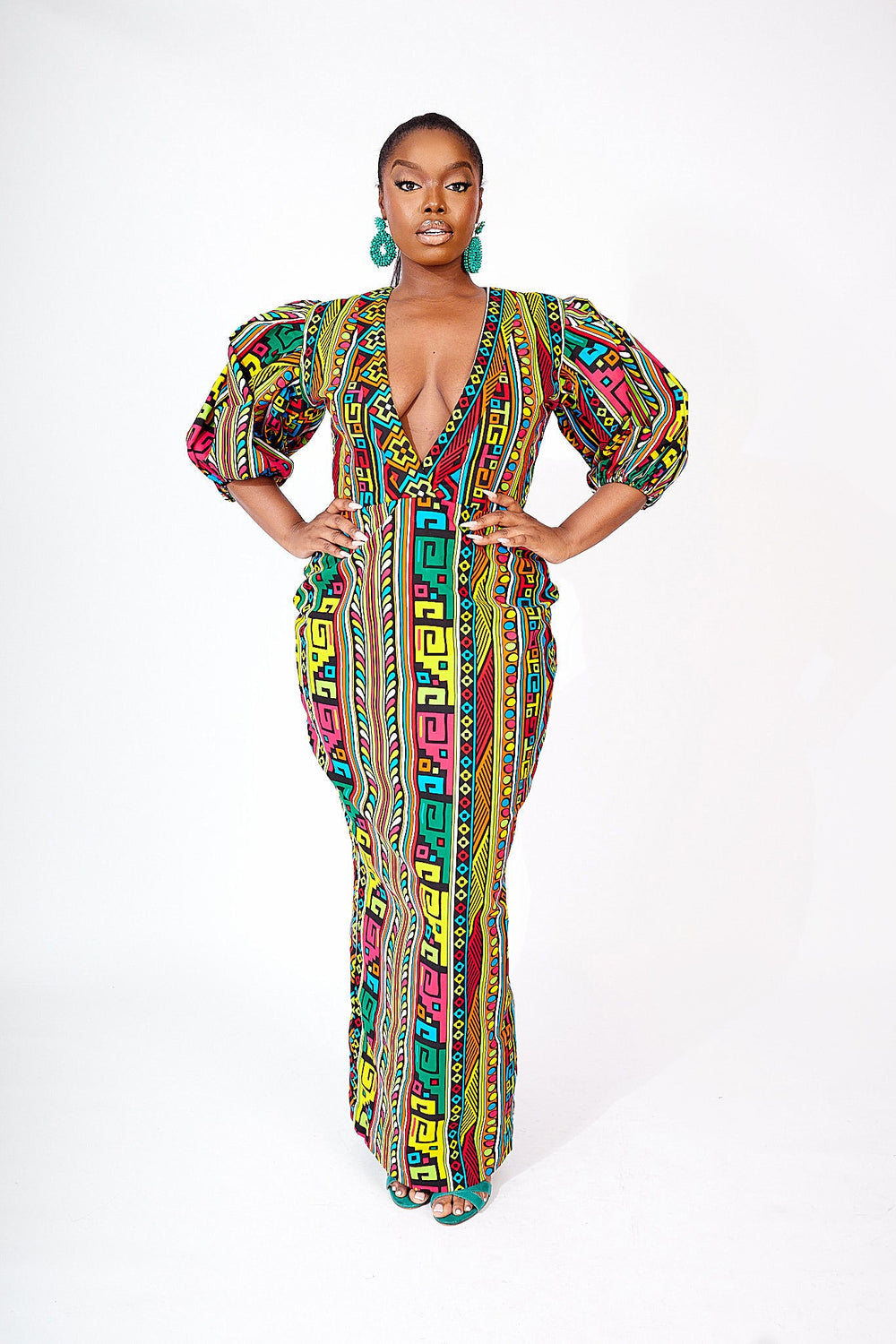 african print long dress