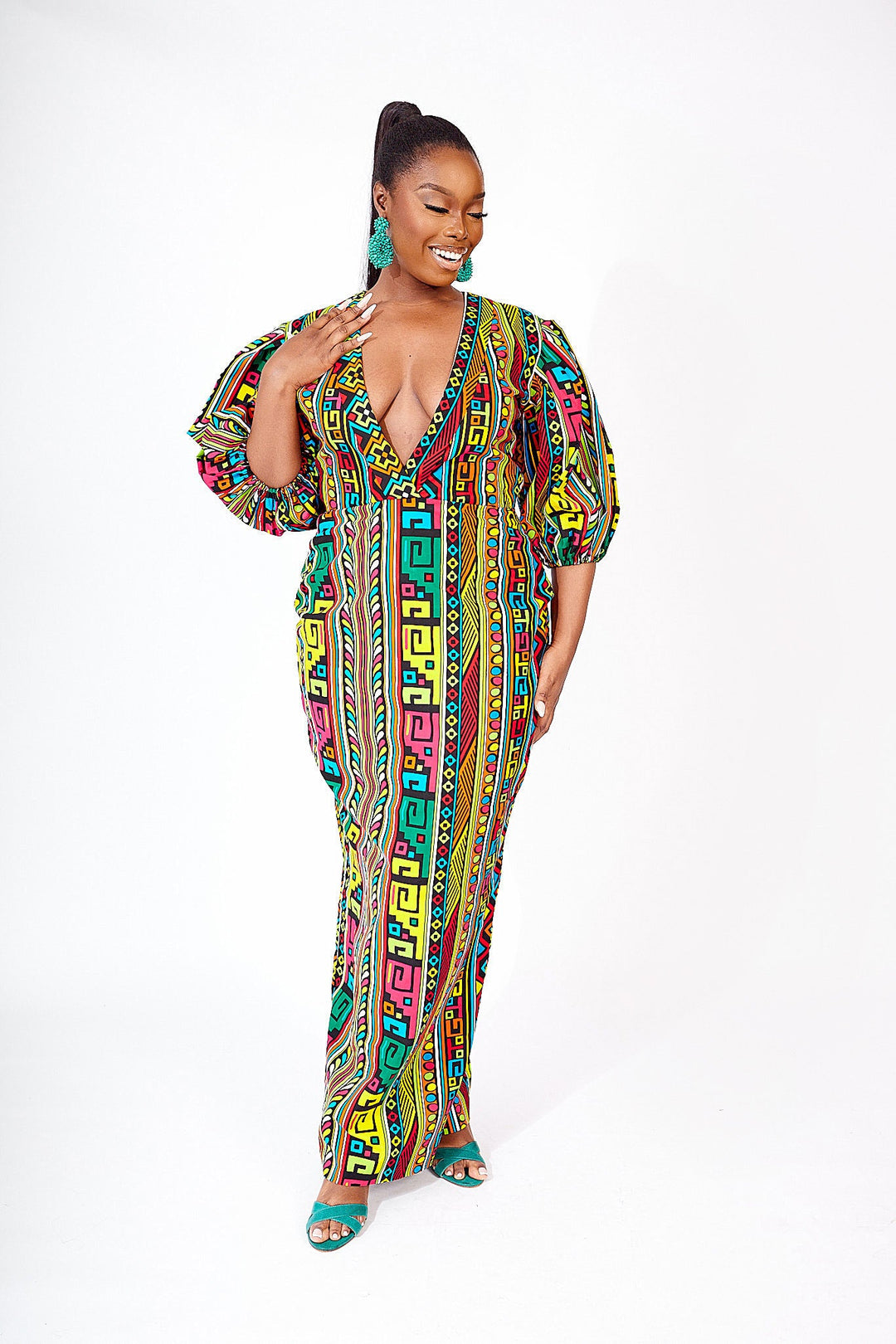 african print long dress