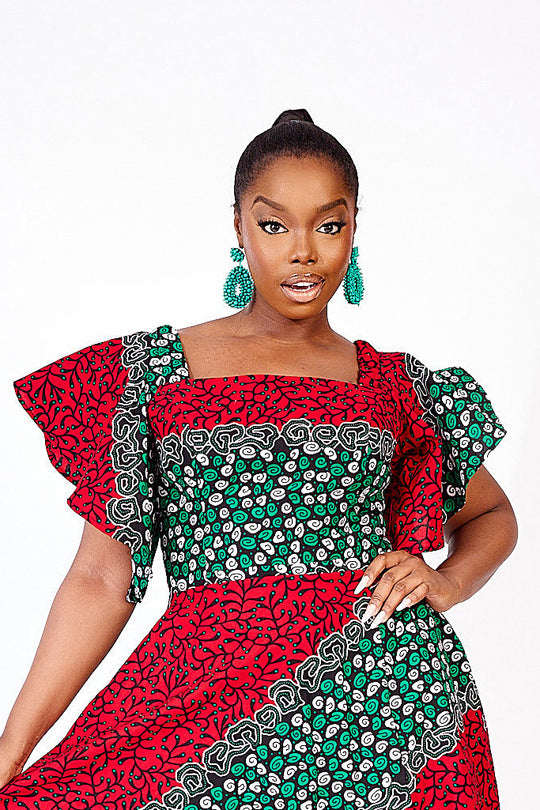 african print midi dress 