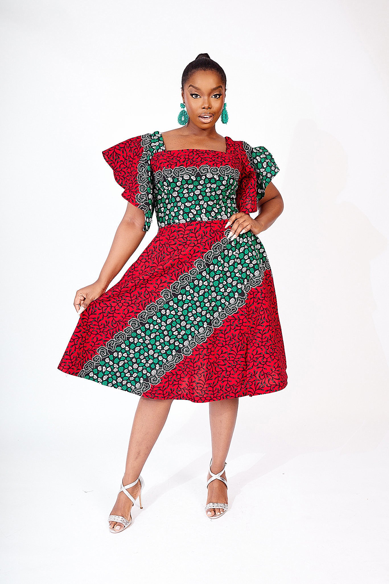 african print midi dress