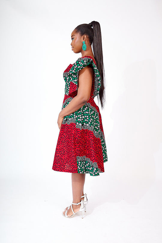 african print midi dress