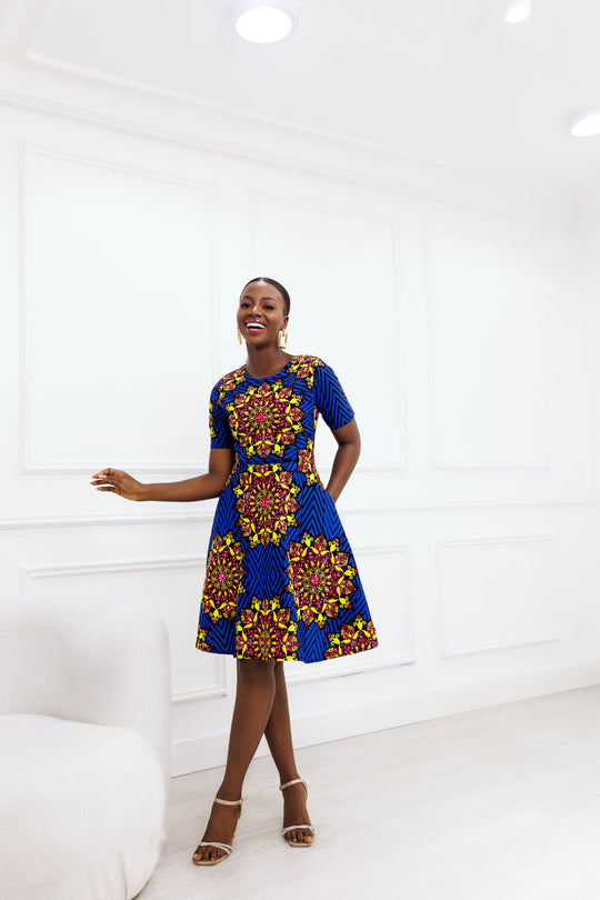 African Print Ese Midi Dress