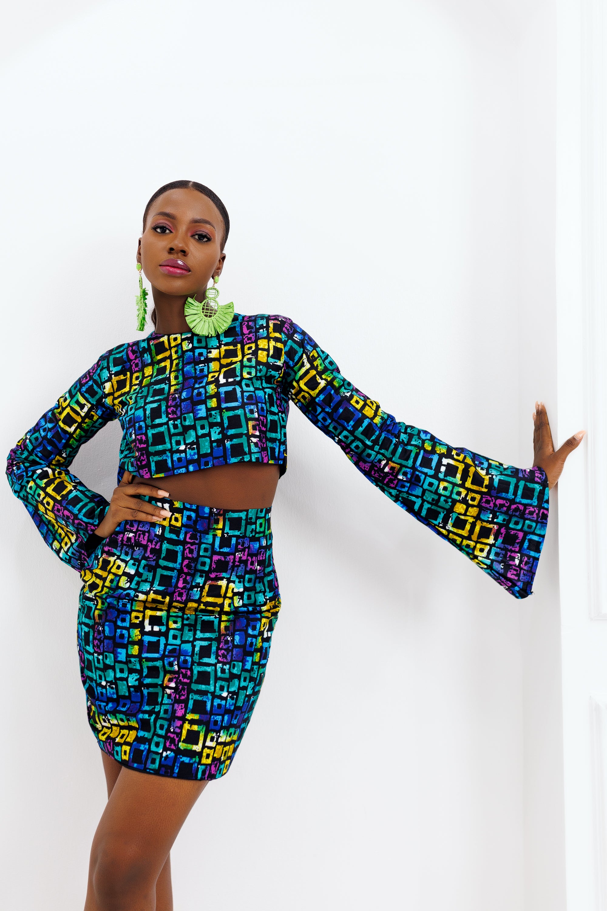 African print crop on sale top and skirt