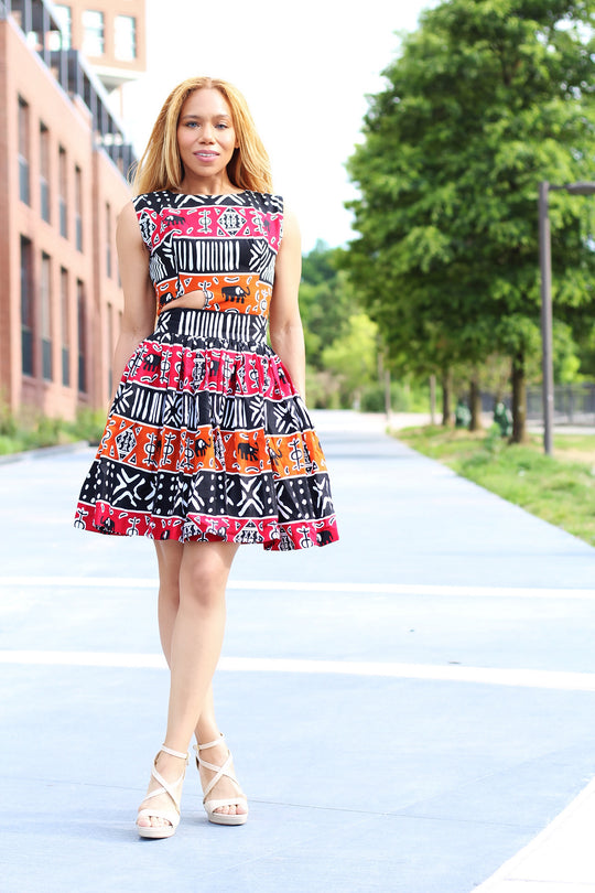 African Print Demi Midi Dress