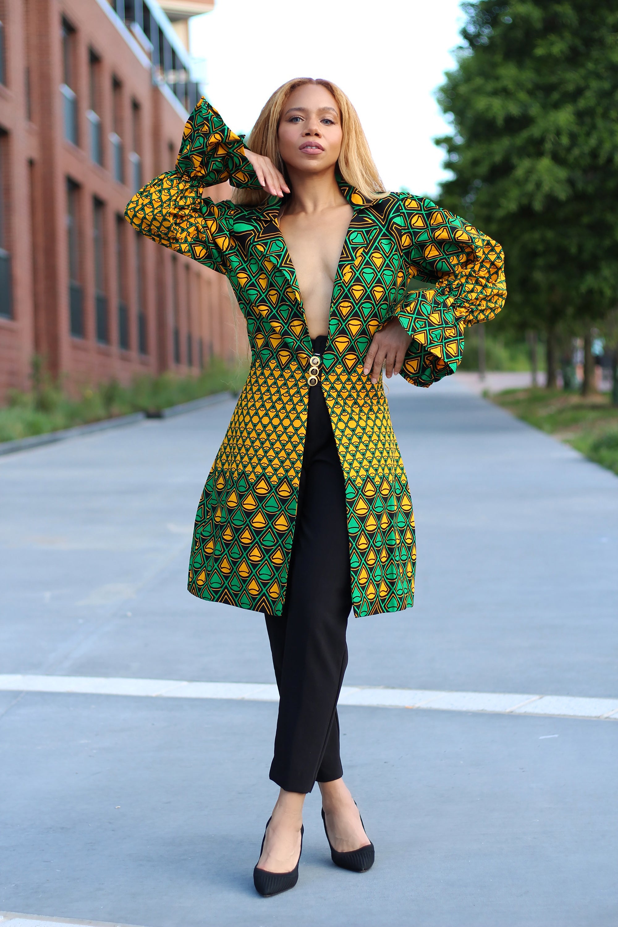 African print blazer clearance dress