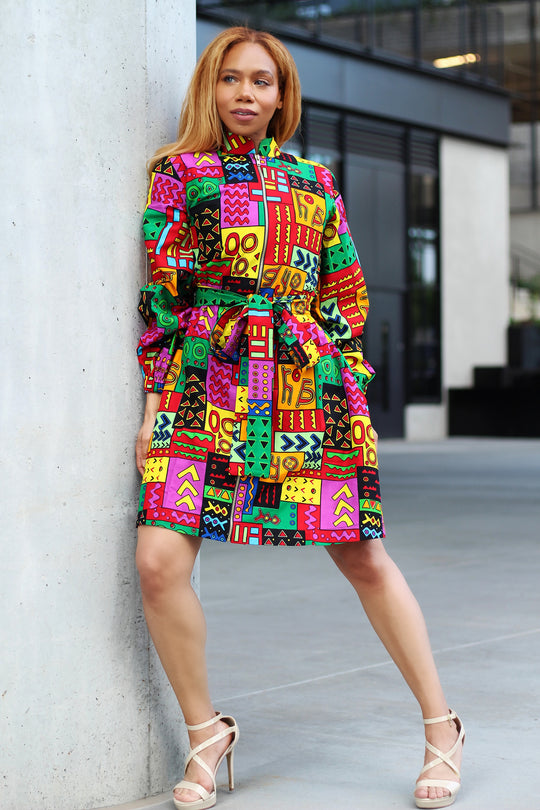 african print midi dress