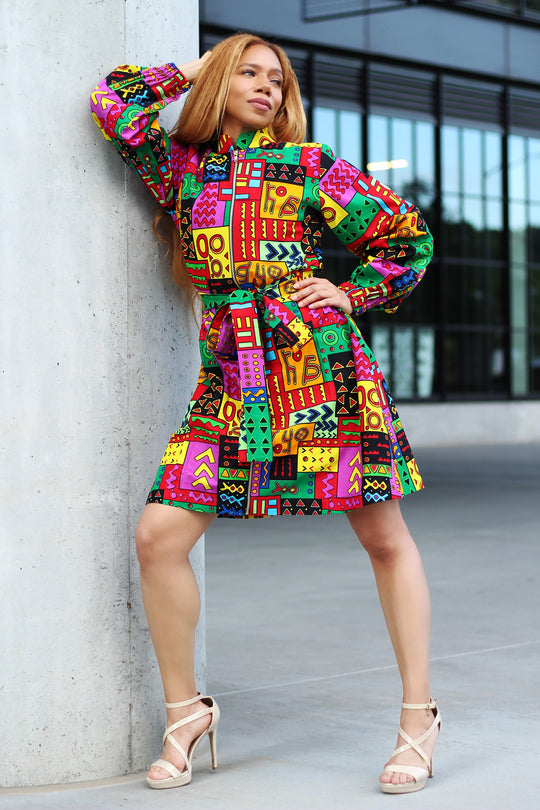 african print midi dress