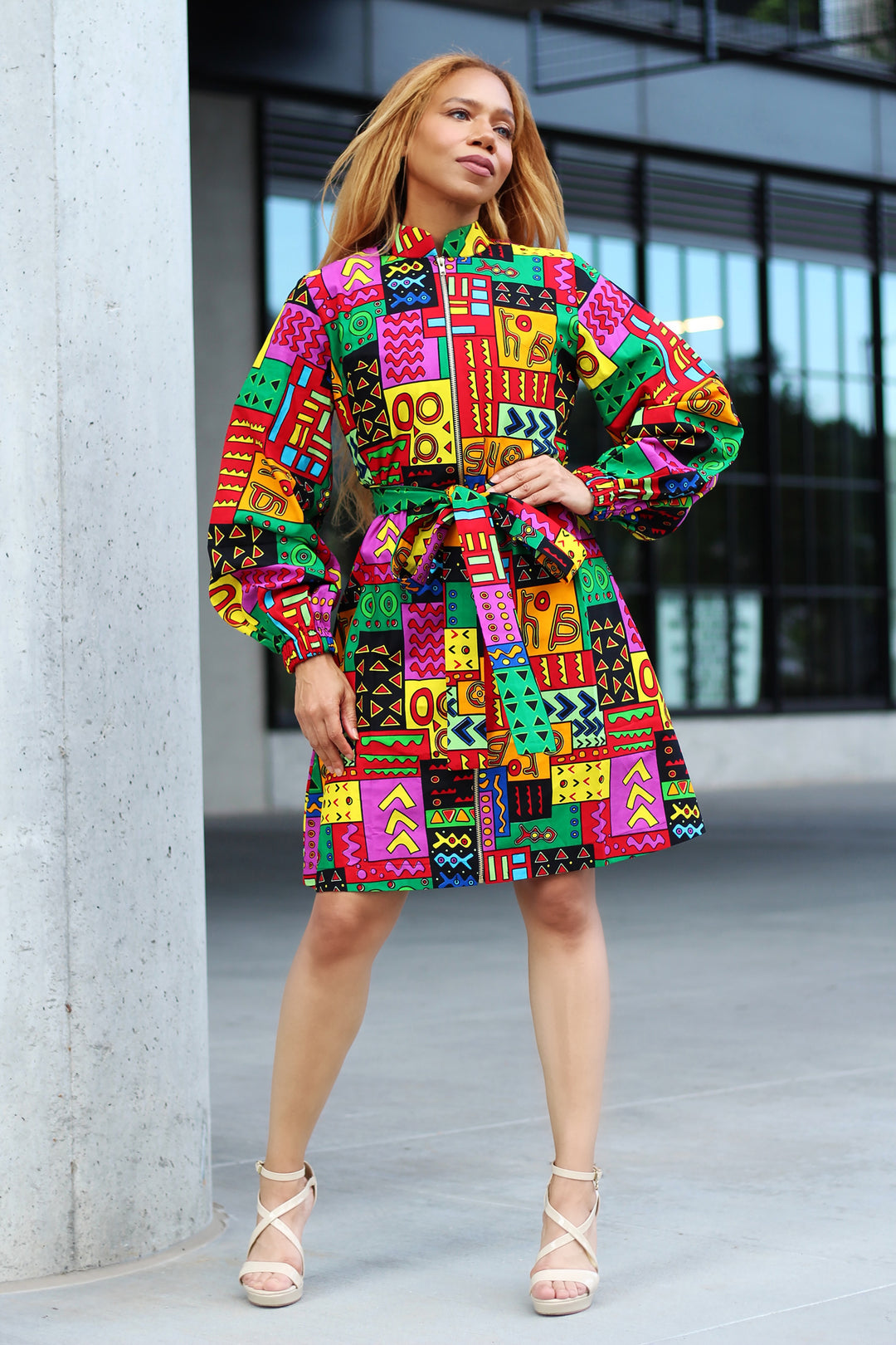 african print midi dress