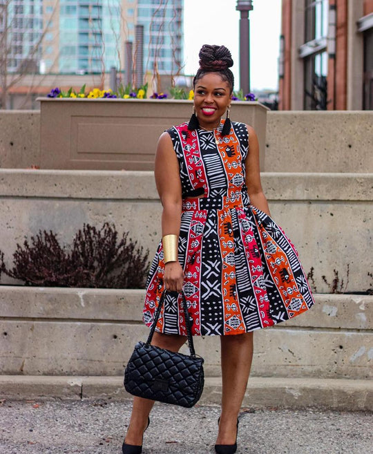 African Print Demi Midi Dress