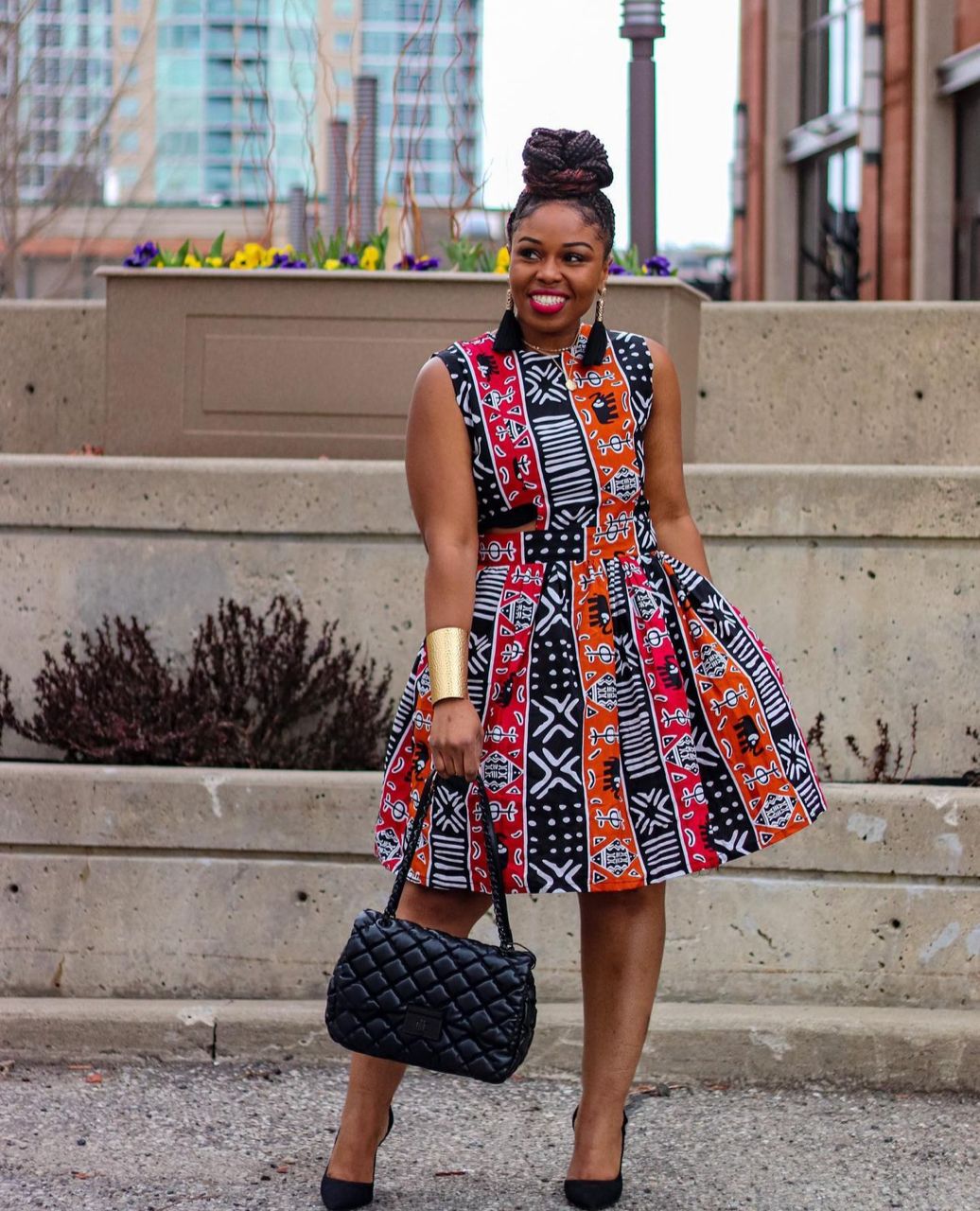 African Print Demi Midi Dress