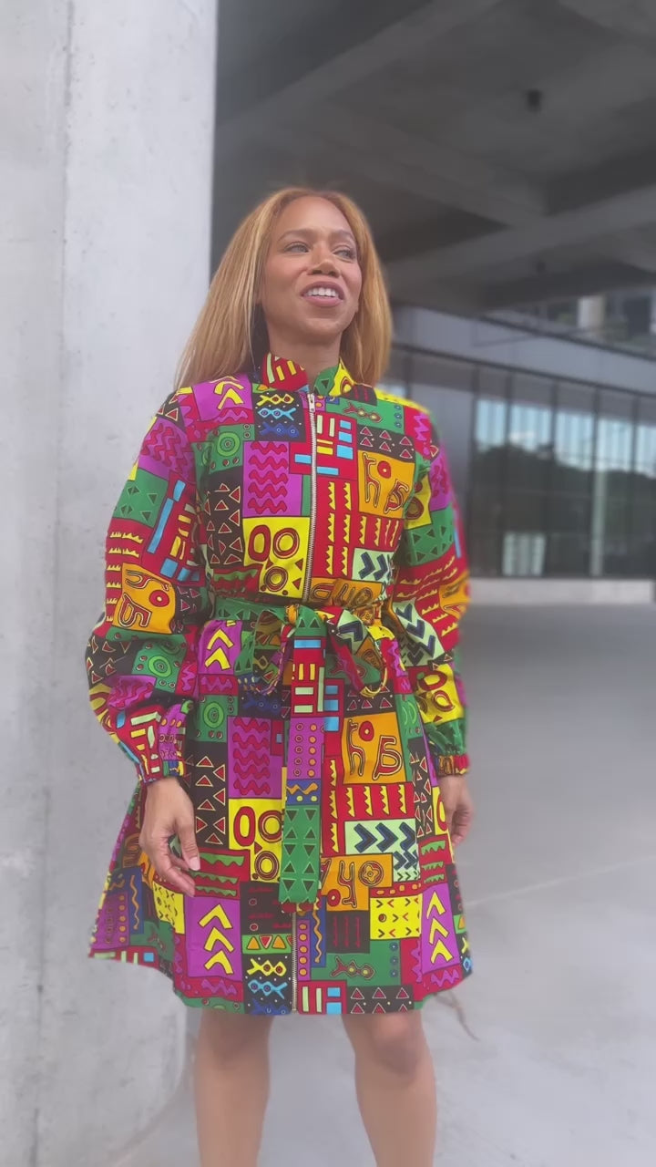 SEWA AFRICAN PRINT MIDI DRESS