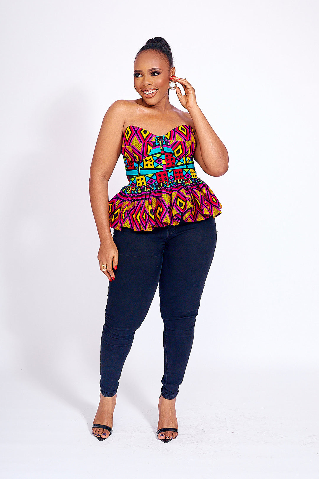 African Print Fade Bustier Top