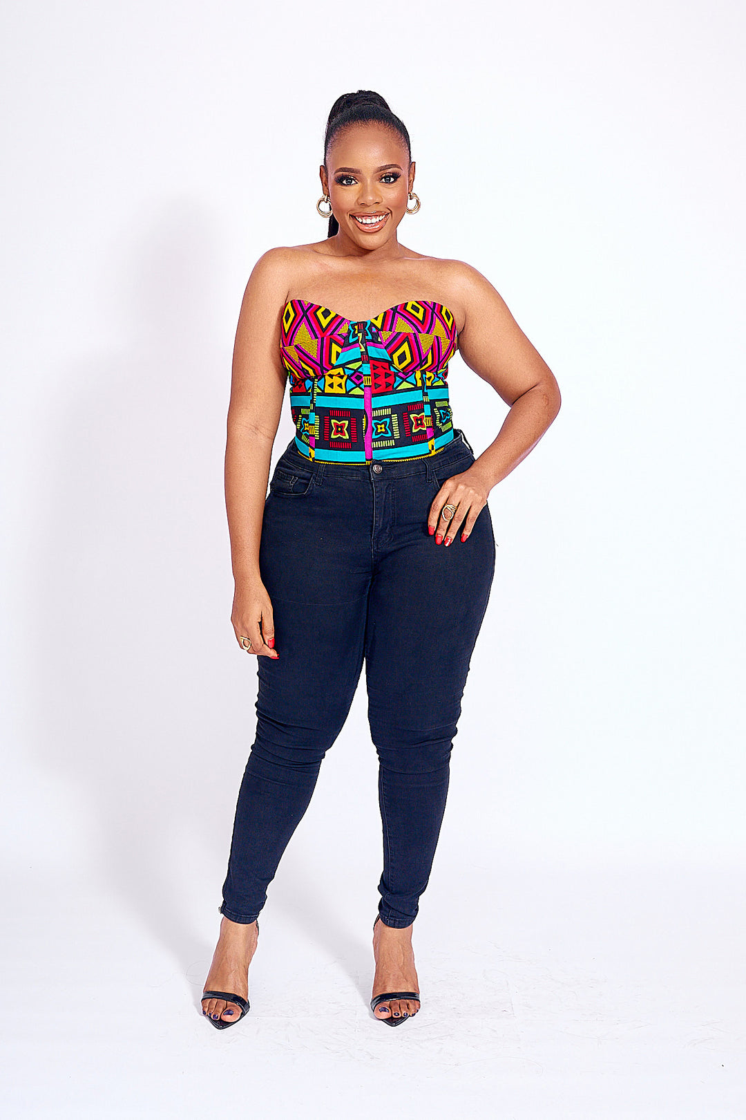 African Print Fade Bustier Top