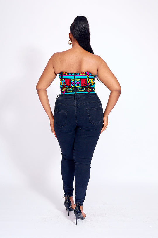 African Print Fade Bustier Top