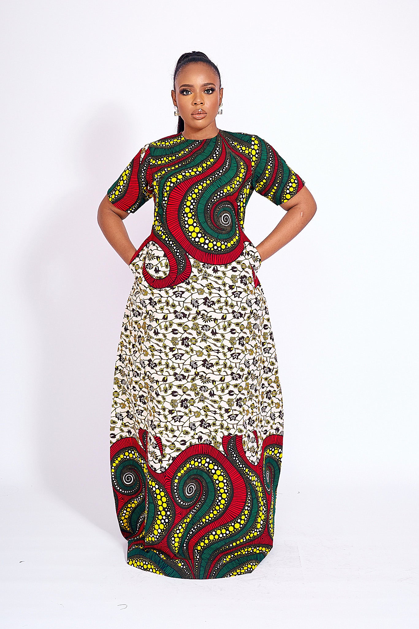 African print 2024 long sleeve dresses