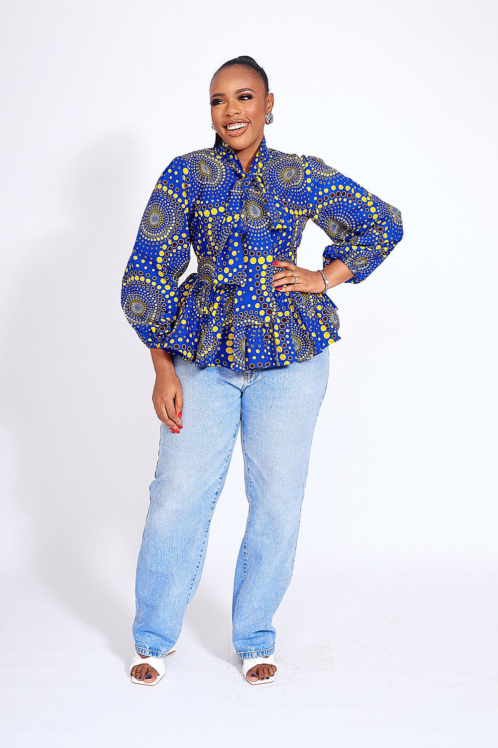 Shop Generic 2023 printed pleated African women's commuter shirt