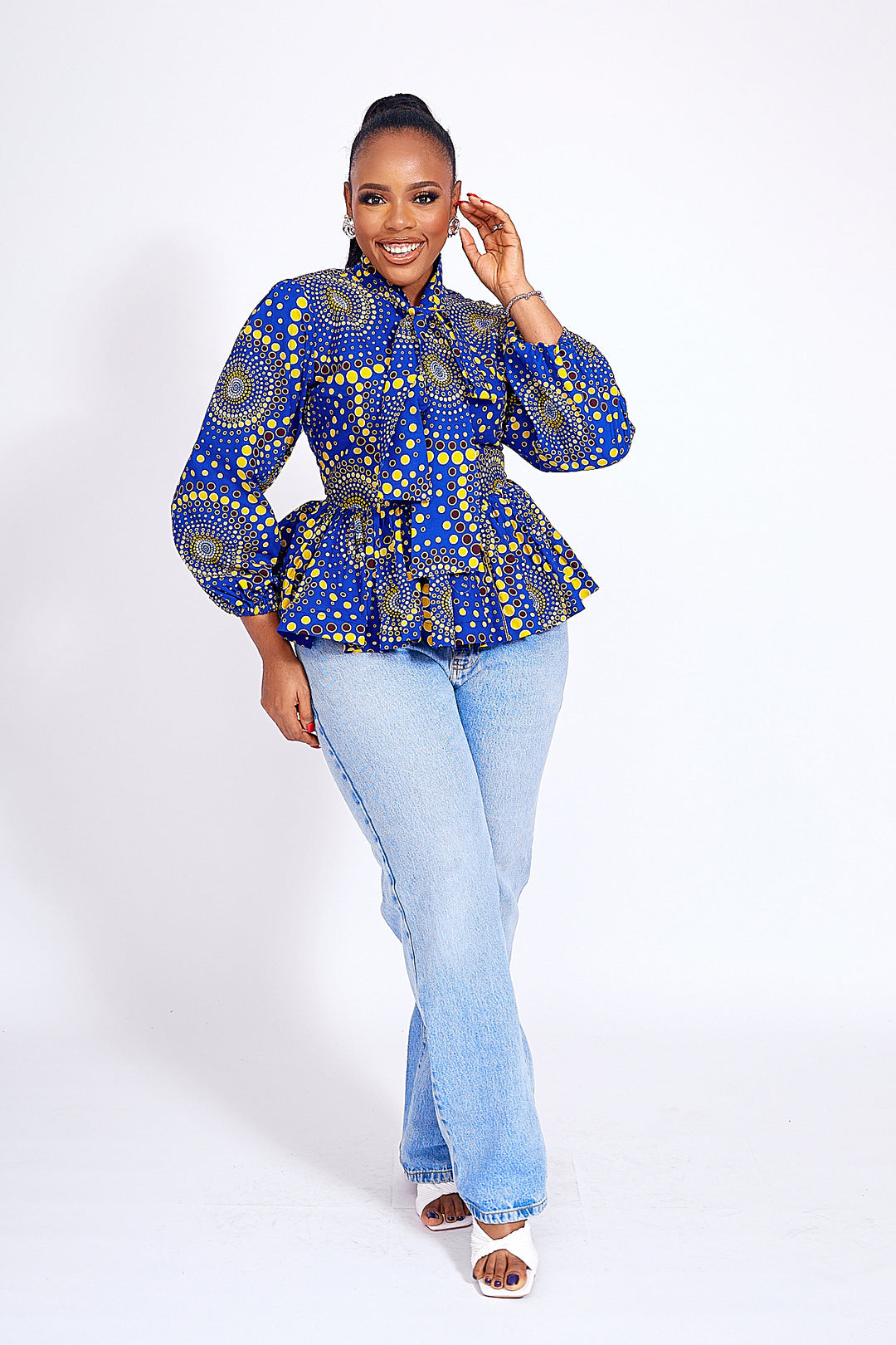 African print peplum Blouse