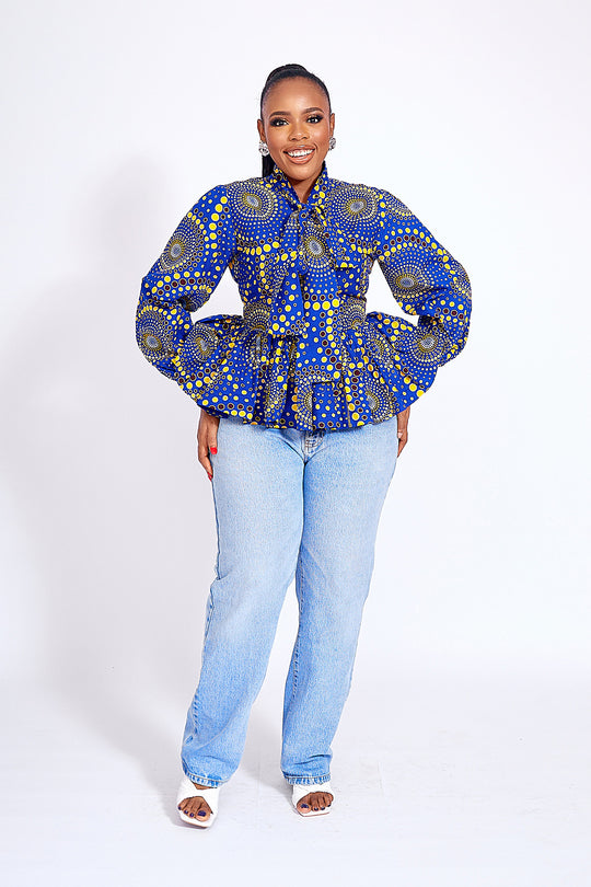 African print peplum Blouse