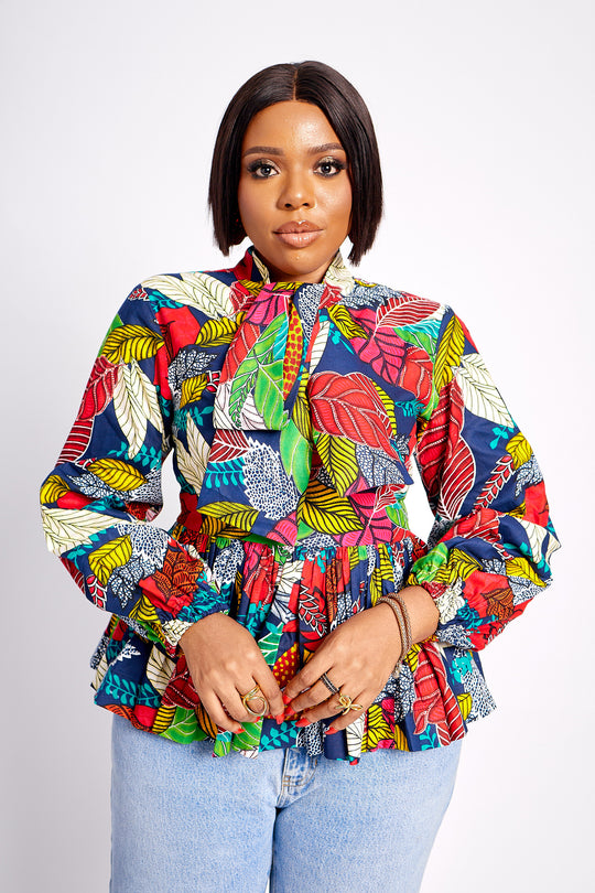 African Print Ime Blouse (Multicolor)