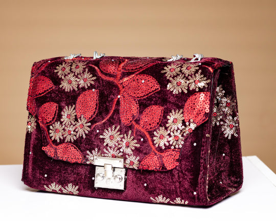 Ademide Sequined handbag (Wine)