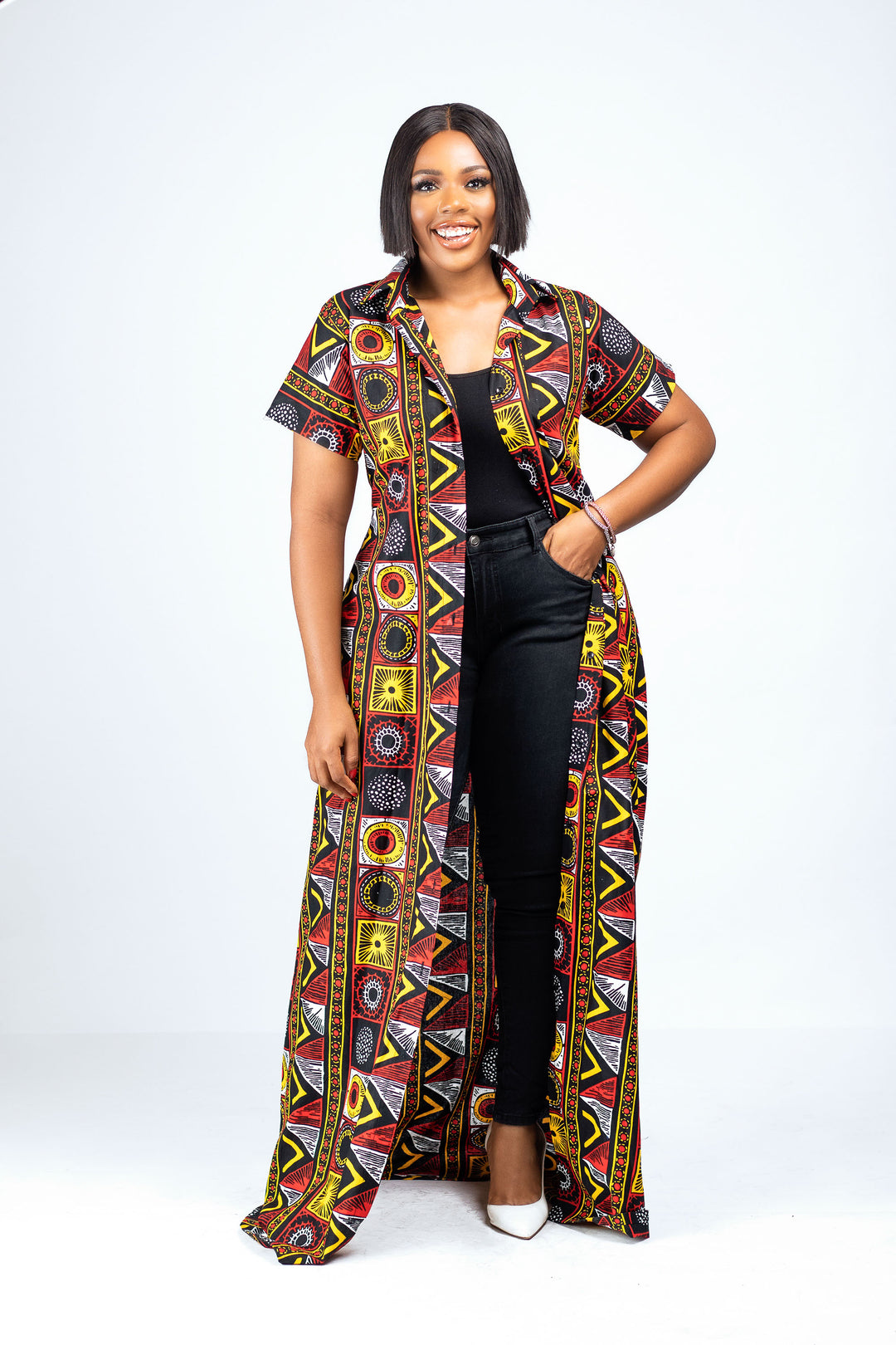 VESTIDO CAMISA OSAS COM ESTAMPA AFRICANA